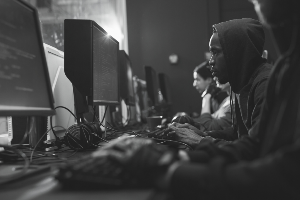 Hackathon with coders at screens